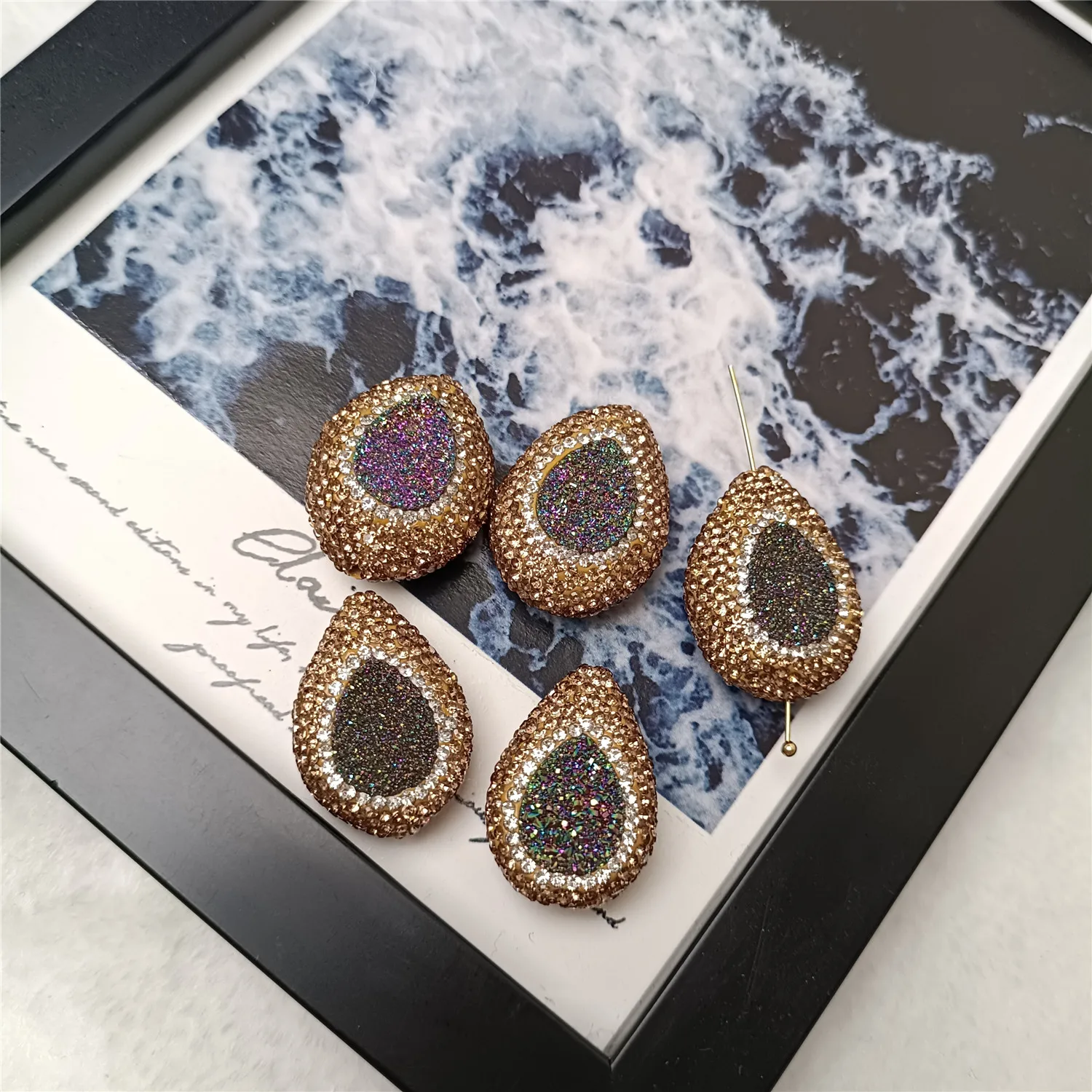 

10pcs/batch Resin Crystal Teeth Spacer Beads with Beads DIY Necklace, Earrings Jewelry Accessories Wholesale