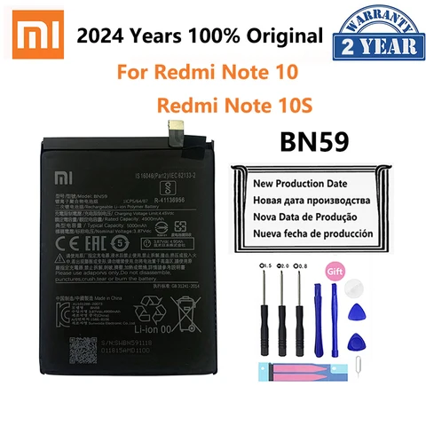 100% оригинальный аккумулятор для телефона Xiao mi BN59 5000 мАч для Xiaomi Redmi Note 10 10S, сменные аккумуляторы для мобильного телефона Bateria
