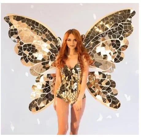 Золотое и серебряное зеркало бабочка большие крылья задняя рамка сценический