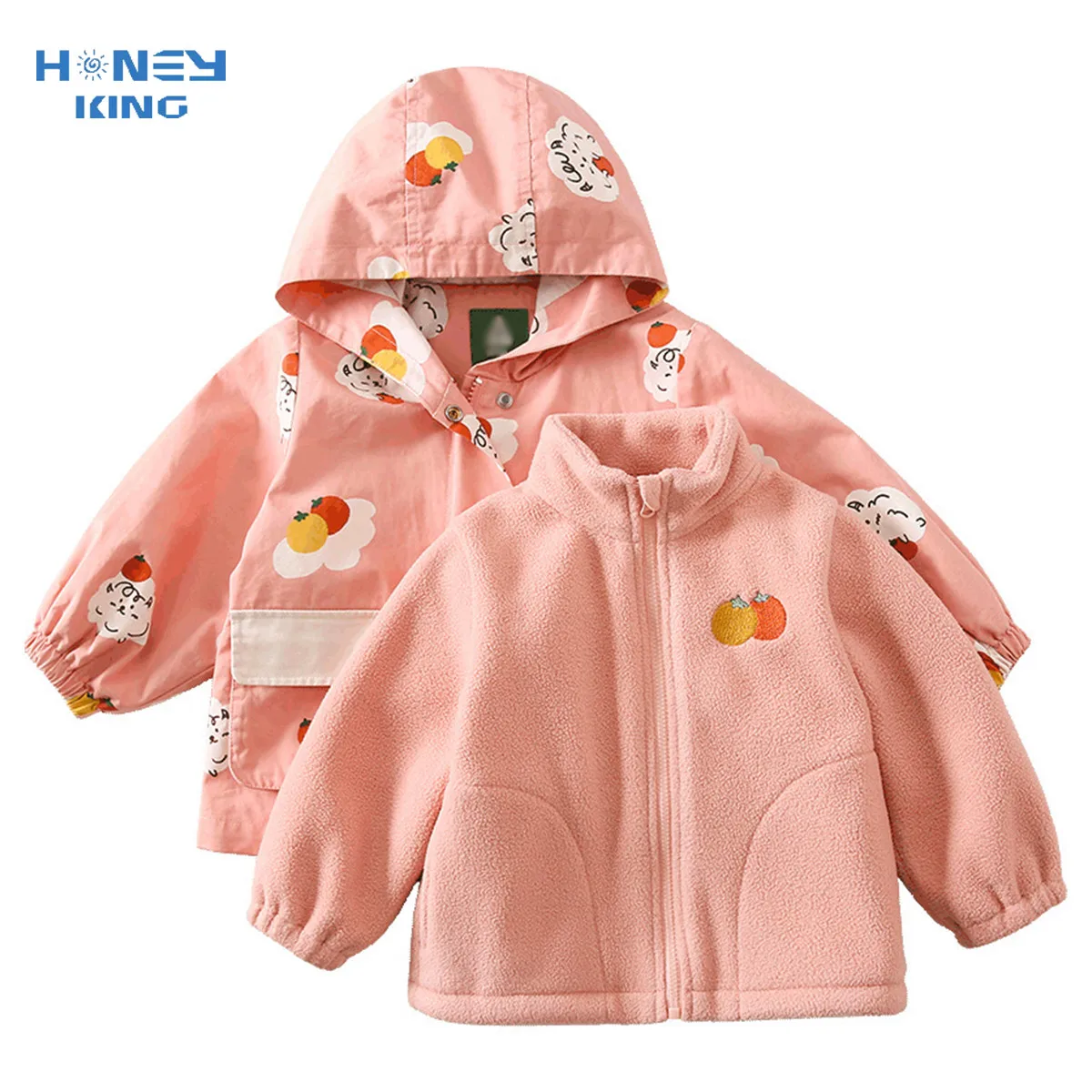 

HONEYKING New Children Winter Jacket 3 In 1 Removable Spring Autumn Teenage Girls Boys Coat Hooded Outdoor Kids Parkas Outerwear