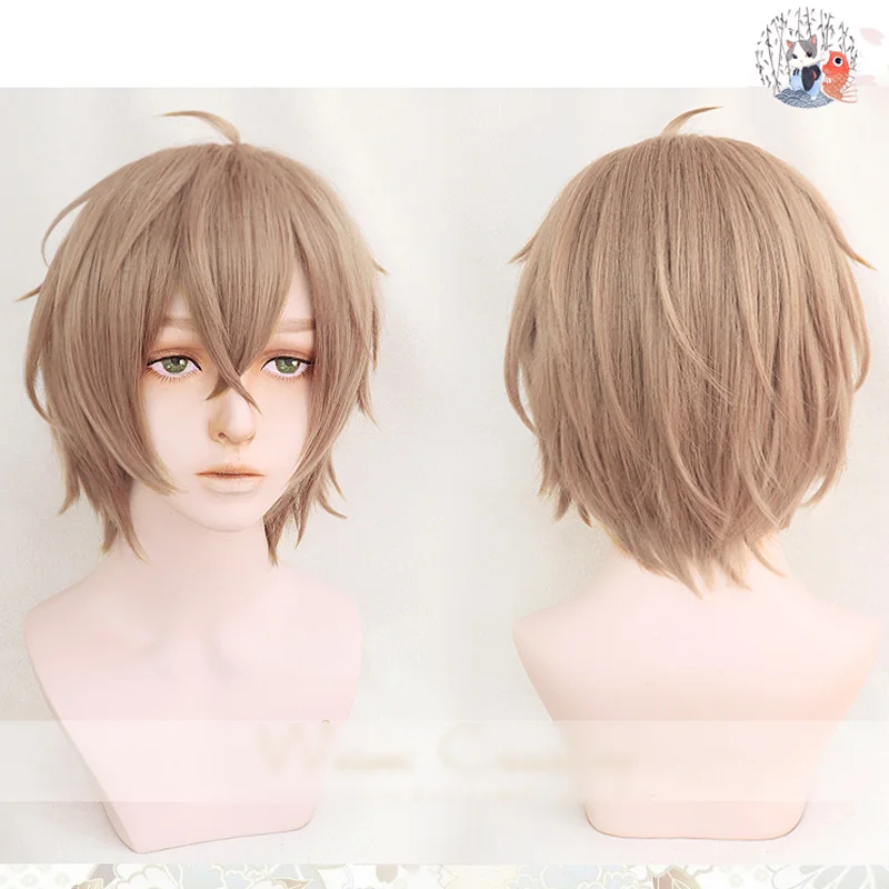 Division Rap Battle Hypnosis MIC Busujima Meison Riou Orange Gentarou Wig Cosplay Wigs Short Fluffy Layered Anime Wigs + Wig Cap