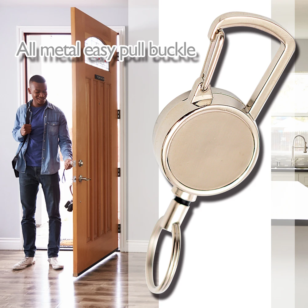 

Retractable Key Ring Camping Tools Metal Burglar Anti-lost Telescopic Keychain Retractable Nylon Rope Key Holder