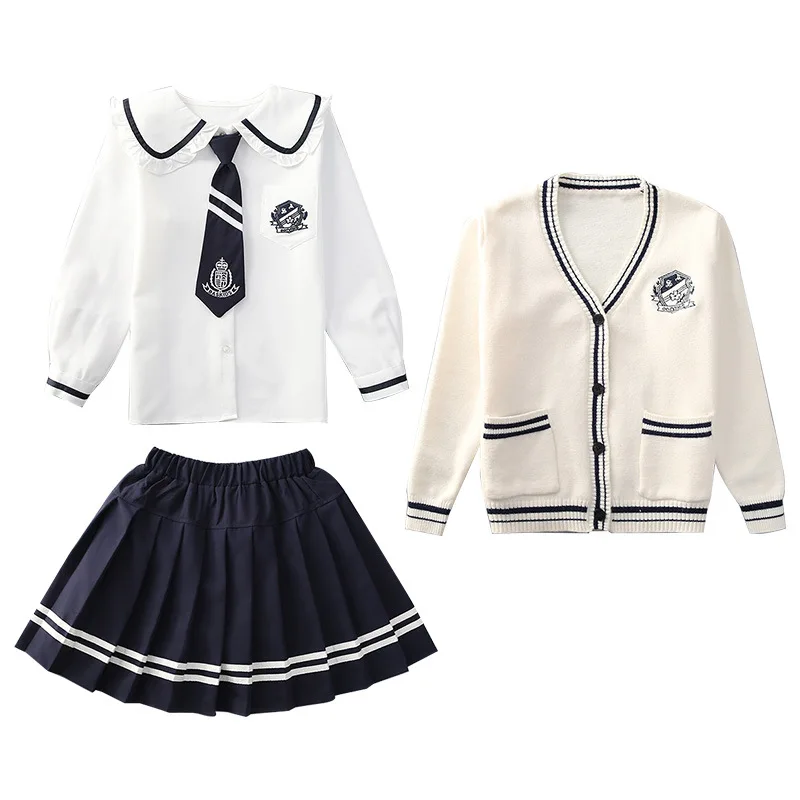 Костюм для девочек JK новый кардиган на весну и осень плиссированная юбка в
