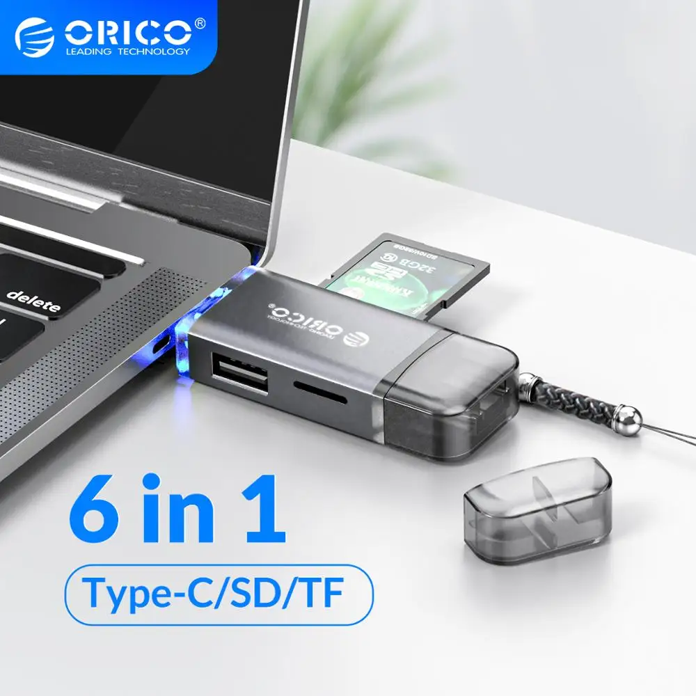 

ORICO 6 в 1 OTG кард-ридер USB 3,0 Micro USB 2.0 Type C на SD Micro SD TF адаптер Смарт мульти памяти SD кардридер для ноутбука