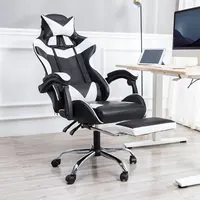 Ergonomic High Back Racing Chair Reclining Office Chair Adjustable Height Rotating Lift Chair PU Leather Gaming Chair Footrest