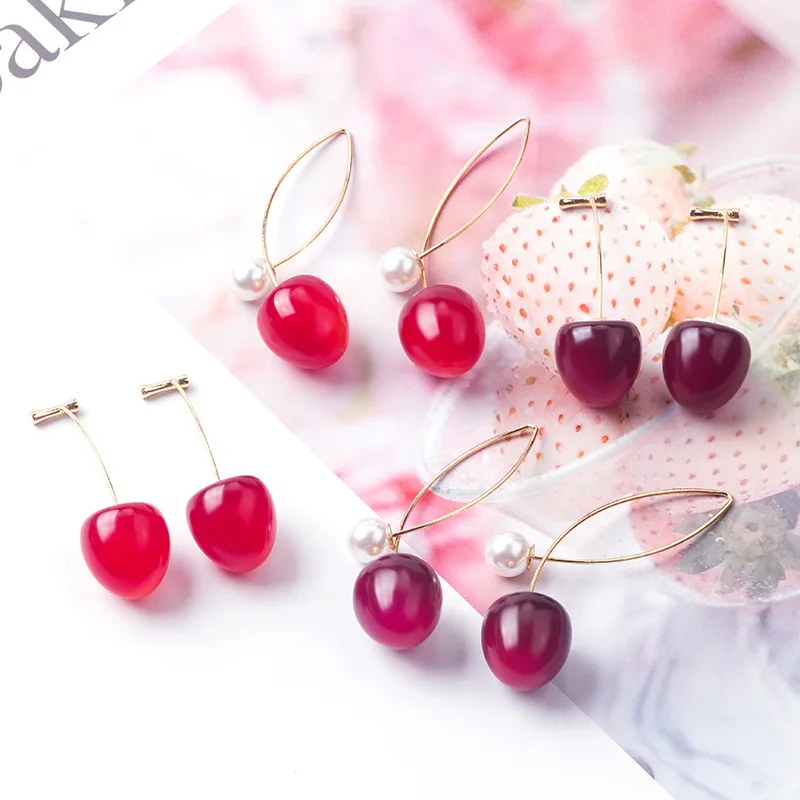 

Anime JoJos Bizarre Adventure Earrings Kakyoin Noriaki Cherry Long Earrings For Women Red Cherry Long Pendientes Ear Clip Jewelr
