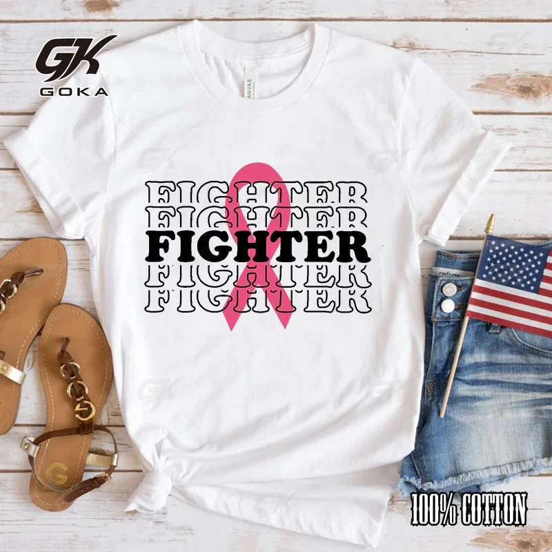 Футболки с принтом Истребитель о раке молочной железы для женщин летняя футболка