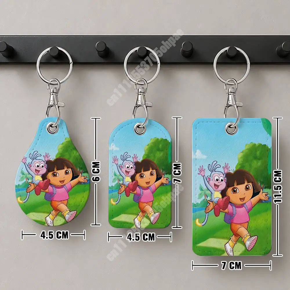 Фото Кожаный брелок-картхолдер Dora The Explorer для детей с мультяшным дизайном для Airtag и пропускных карт, современный чехол для проездного на автобус №5