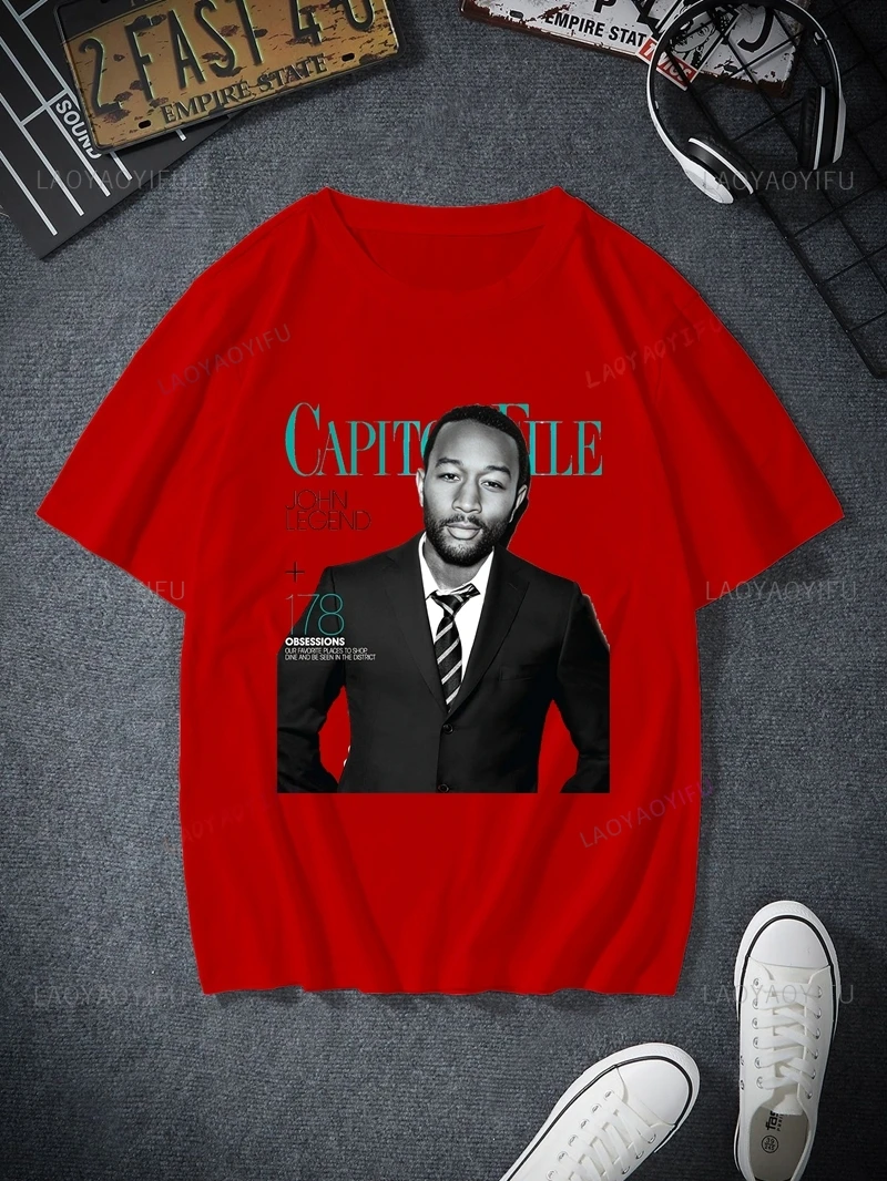 John Legend Classic Poster Printed Shirt Everyday Casual Street Top Spring/summer Fashion Cotton Men's 0 Neck T-shirt