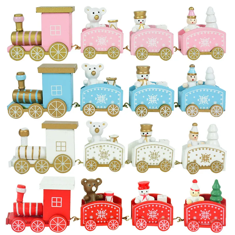 

Деревянный Рождественский поезд с цветными рисунками 4 узла, Рождественское украшение для дома, новый год 2023, Рождество, Рождество, подарки для детей, игрушки