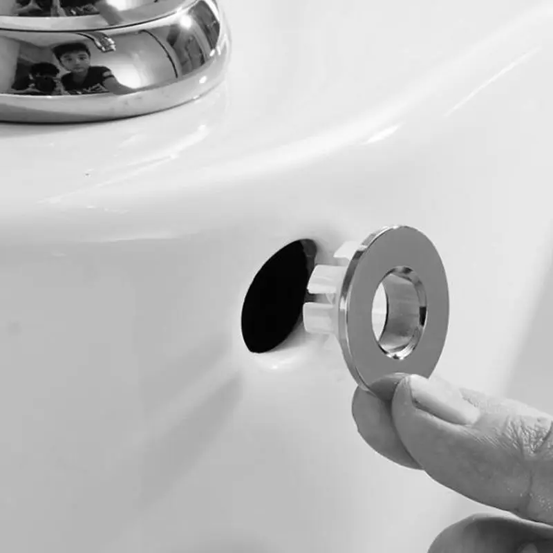 

1Pcs Sink Hole Round Overflow Cover Copper Insert Chrome Basin Sink Overflow Cover Bathroom Basin Faucet Insert Chrome Ring