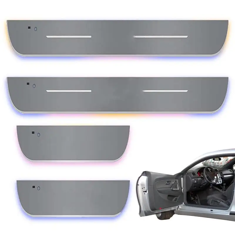 

LED Car Door Sill Lights Strip Kit 4PCS Auto-Sensing Interior Ambient Lighting Kits Wireless Car Door Welcome Courtesy Light For