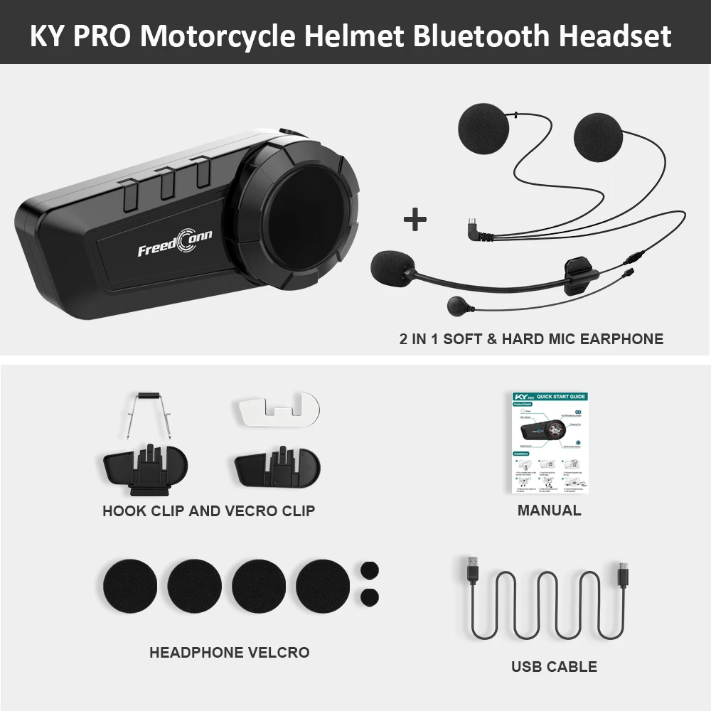 

Мотоциклетный шлем Freedconn, домофон, гарнитура Bluetoote, мотоцикл, 6 гонщиков, 1000 м, мотогруппа, водонепроницаемый домофонный гонщик