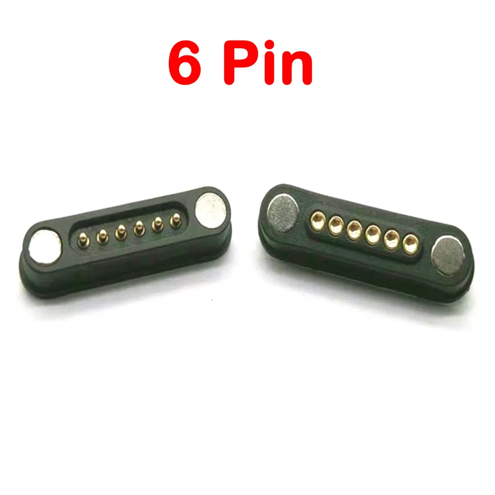 3A Magnetic Pogo Pin Connector 6 Positions Pitch 2.2 MM Spring Loaded Pogopin Male Female Contact Strip 6Pin DC Power Socket