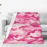 Pink Camouflage Military Fleece Throw Blankets Blankets for Home Car Soft Bedroom Quilt