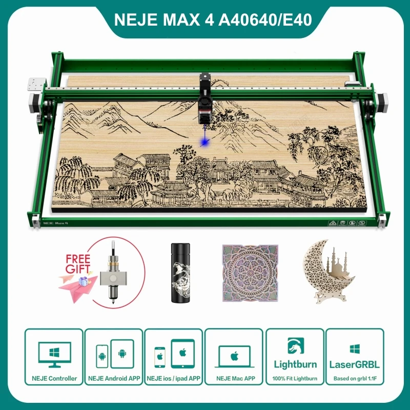 NEJE 4 Max 80W CNC Laser Cutter Engraver Metal Engraving Wood Cutting Mark Tools With A40640 Double Beam Compressed Spot Module