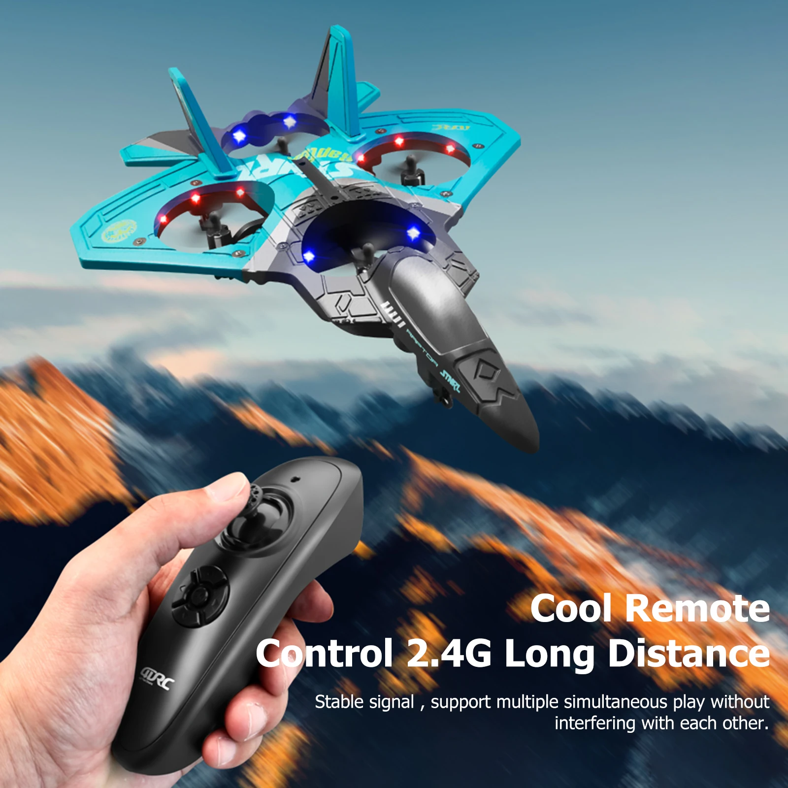 

V17 RC Plane - 2.4GHz 6 Channels Hobby Remote Control Aircraft EPP Foam Airplane Model Excellent Gliding Performance Toy for Kid