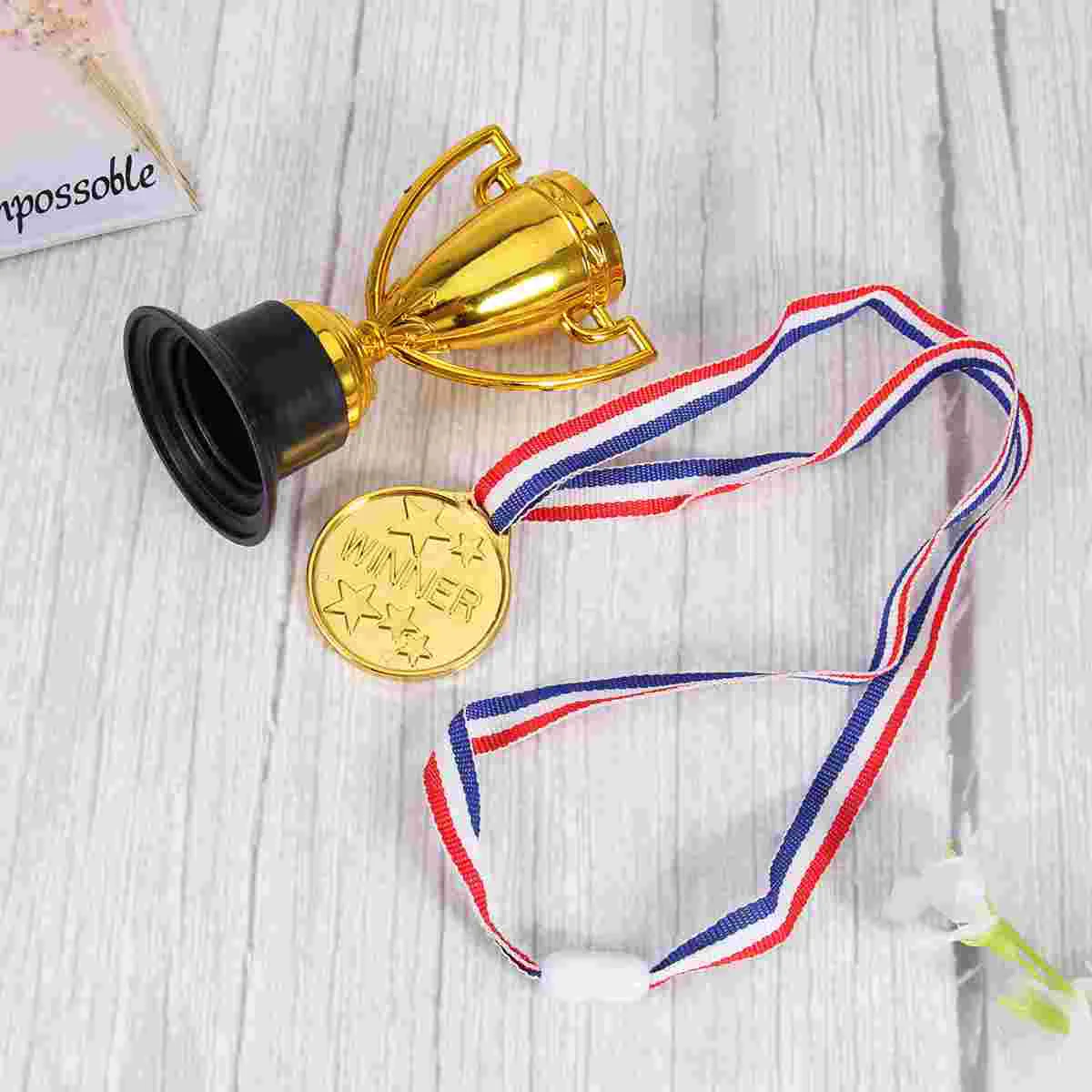 

Trophy Medals Kids Trophies Awards Gold Medal Mini Award Winner Prizes Soccer Reward Cup Cups Gift Party Sports Favor Ribbons