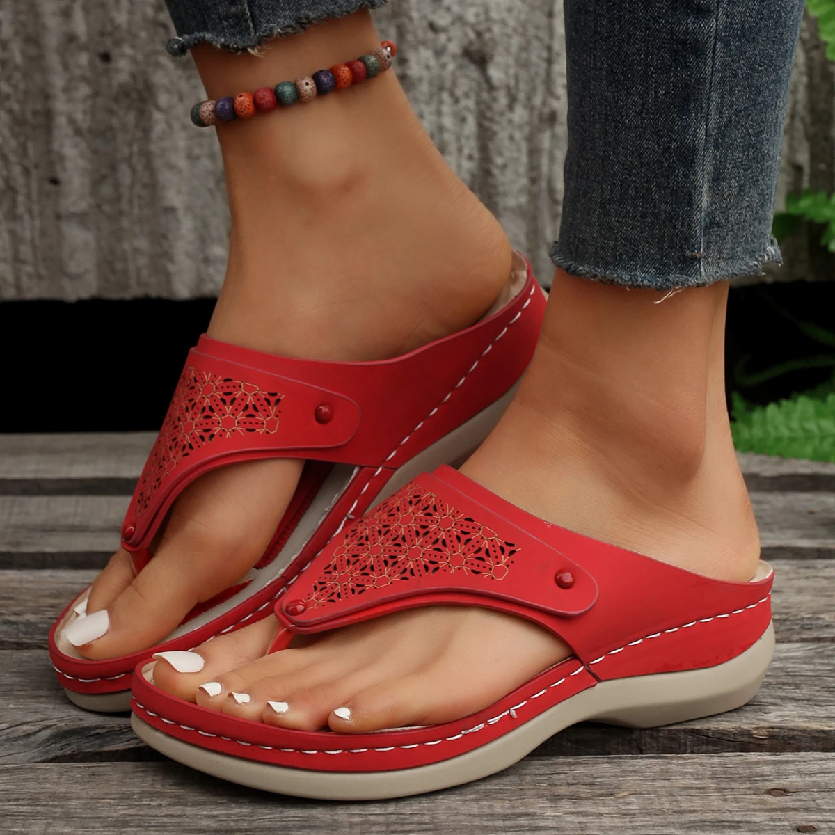 

Shoes for Women 2023 New Flip Flops Women's Slippers Summer Rome Slippers Ladies Hollow Wedge Sandals Women Zapatos De Mujer