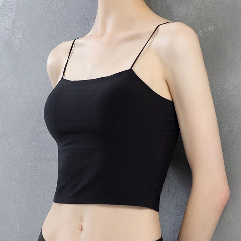 Цельный топ из вискозы на бретельках бесшовный однотонный Бюстгальтер-топ