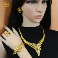 dubai african jewelry set for women crystal pendants necklace earrings bracelet ring sets nigerian luxury wedding jewellery
