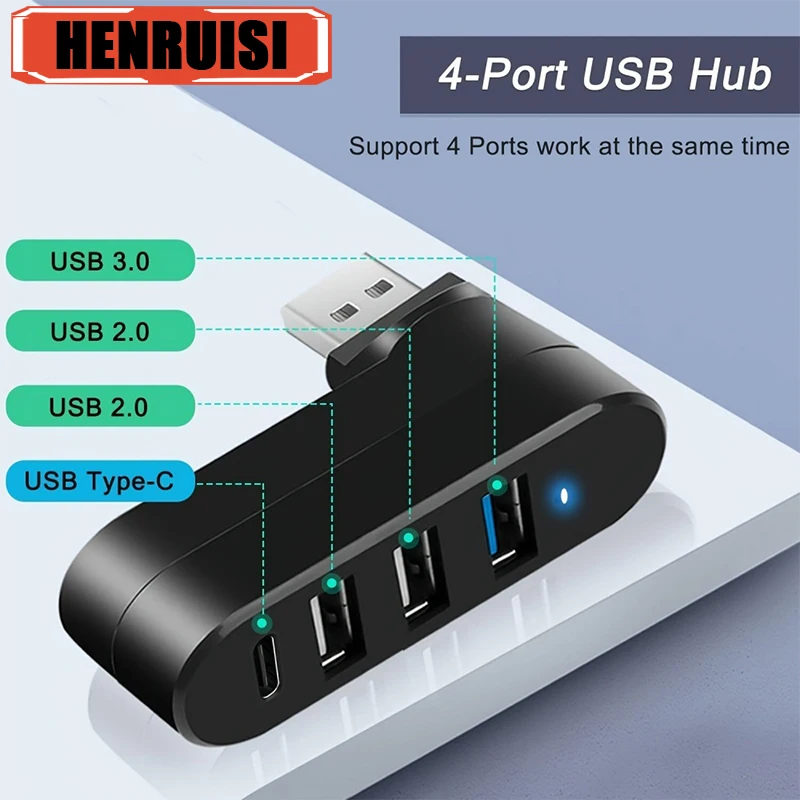 Адаптер USB 2 0 вращающийся на 180 ° с 3 USB-портами