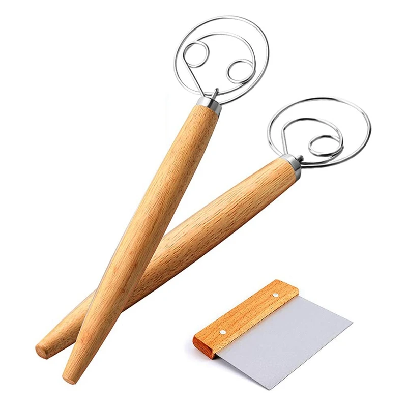 Набор из 3 датских венчиков для теста скребок выпечки ручной миксер хлеба 2