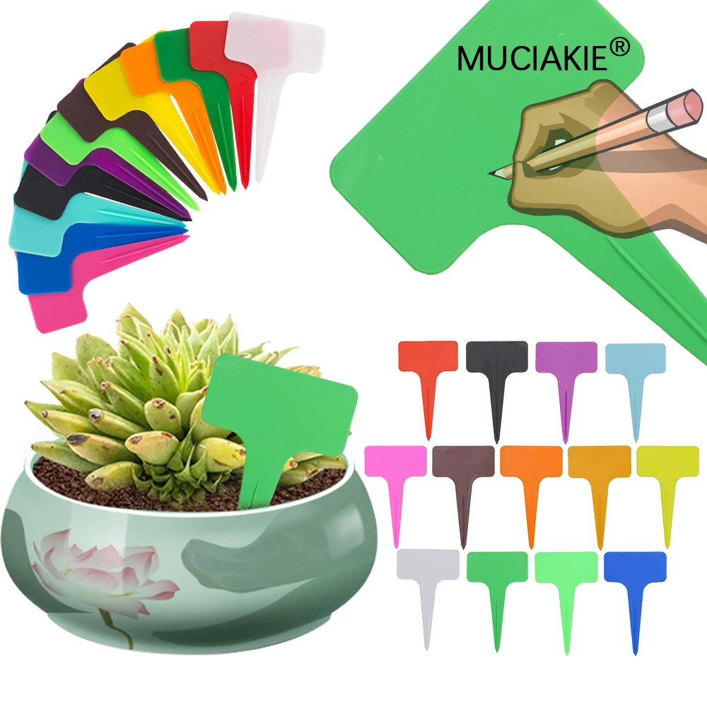 20PCS T-shape Plant Label Nursery Flower Herb Waterproof Anti-UV Diy Garden Decorating Tool Clean and Reuse Record Plate Durable