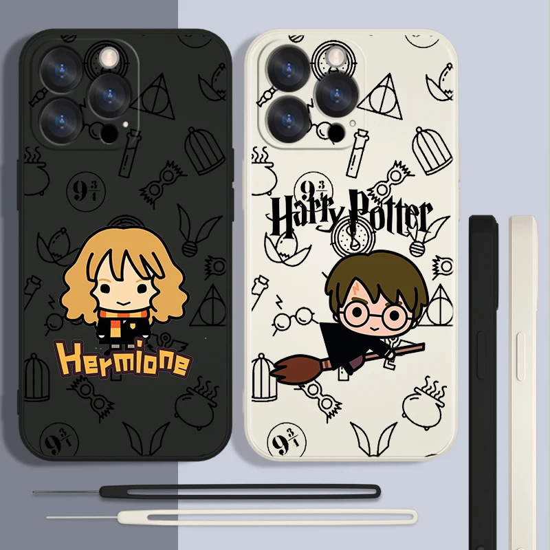 

Dark Harries Potters Anime Cute Case For Apple iPhone 14 13 12 Mini 11 Pro XS MAX XR X 8 7 6S SE Plus Liquid Rope Phone Cover