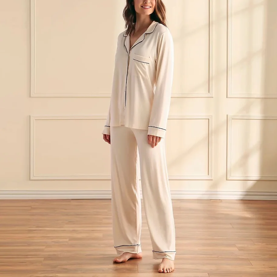 European and American Niche Wholesale Modal Pajama Set Light Luxury Simple Pajamas Women