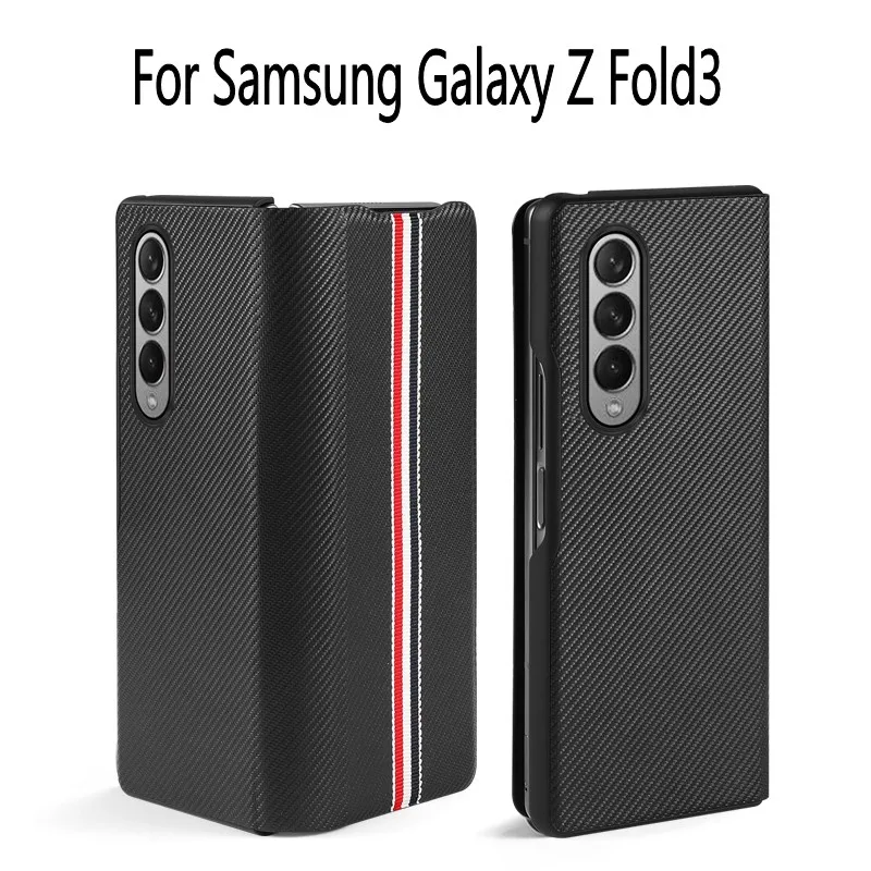

PU Fiber Flip Cover Protective Case for Samsung Galaxy Z Fold3 Anti-drop Phone Case Business Style