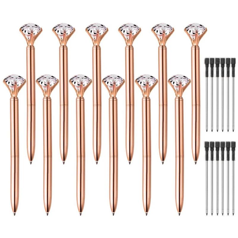 

Ballpoint Pens,Diamond Ball Pen,Big Diamond Crystal Ballpoint Pens And 12 Pieces Ballpoint Pen Refills, Black Ink
