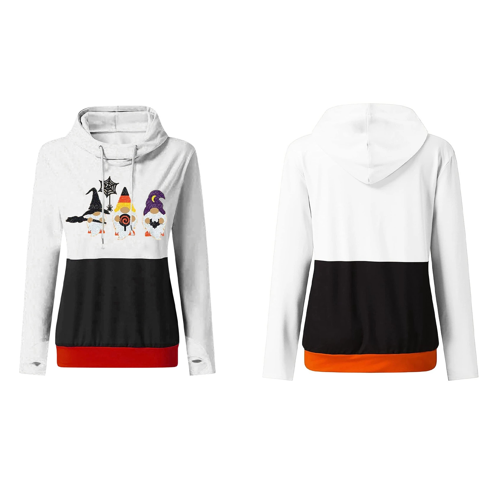 Halloween Hoodie Long Sleeve Pullover Women Men Hooded Sweatshirt Casual Gnome Hoodie