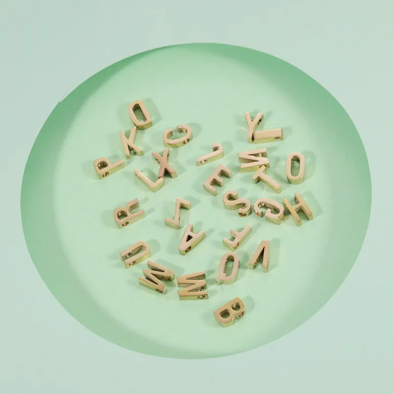 4Pcs Stainless Steel Polished Letter Gold Beads A-Z26 British System Aperture 1.8mm Bead DIY Jewelry Making Accessorie Wholesale