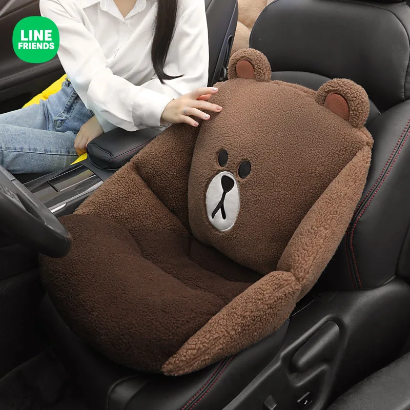 

Коричневая зимняя плюшевая Автомобильная подушка Line Friends