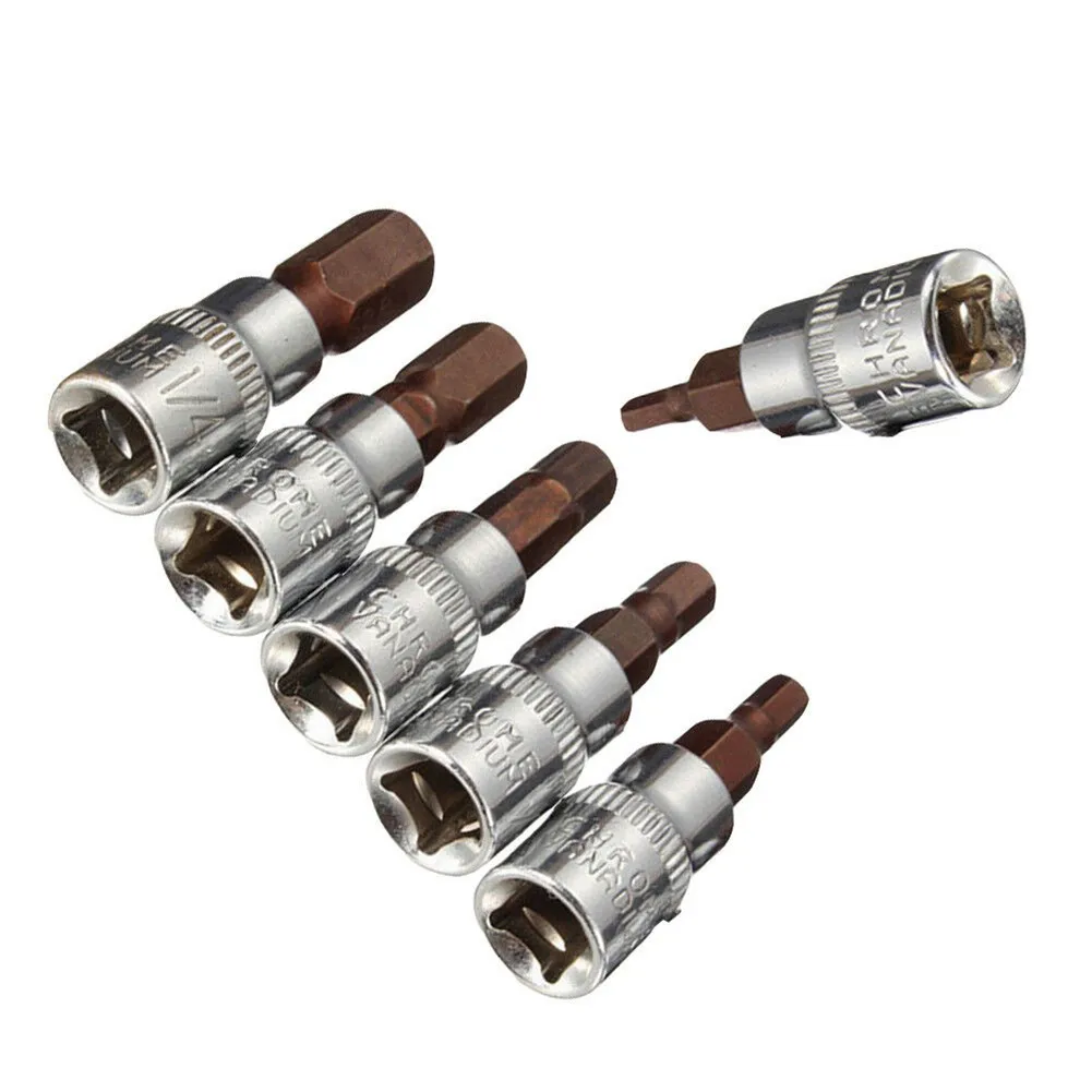 

6 Pcs 1/4 Inch Screwdriver Bit Socket Set Hex Screw Driver Bits Tools H3-H8 S2 Press-fitted Hexagon Socket Screwdriver Bit