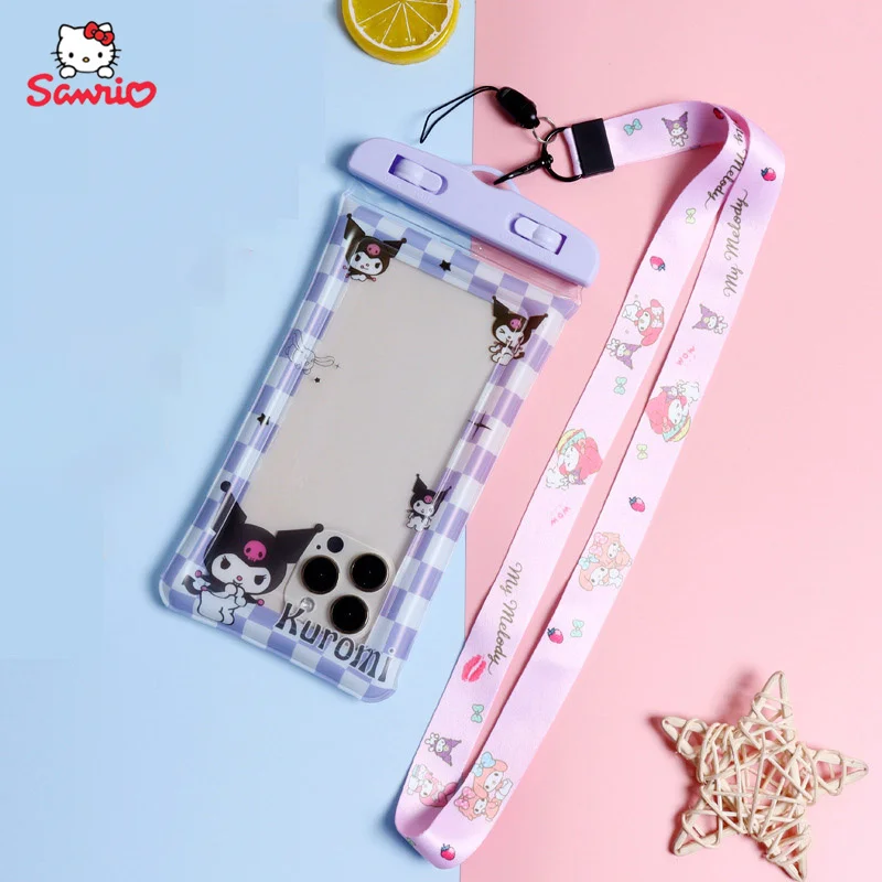 

Kawaii Sanrio Kuromi My Melody Cartoon Transparent Air Bag Cell Phone Waterproof Bag Touch Screen Floating Decorate Accessories