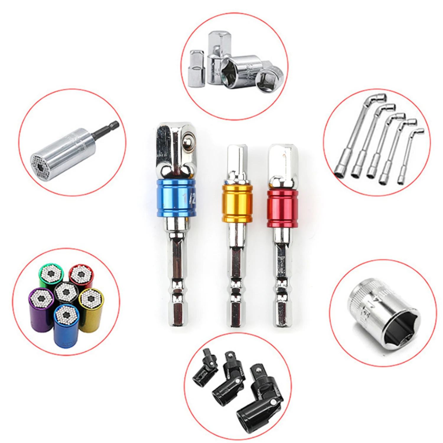 Яркий набор шестигранных винтов из трех частей с шатуном для преобразования