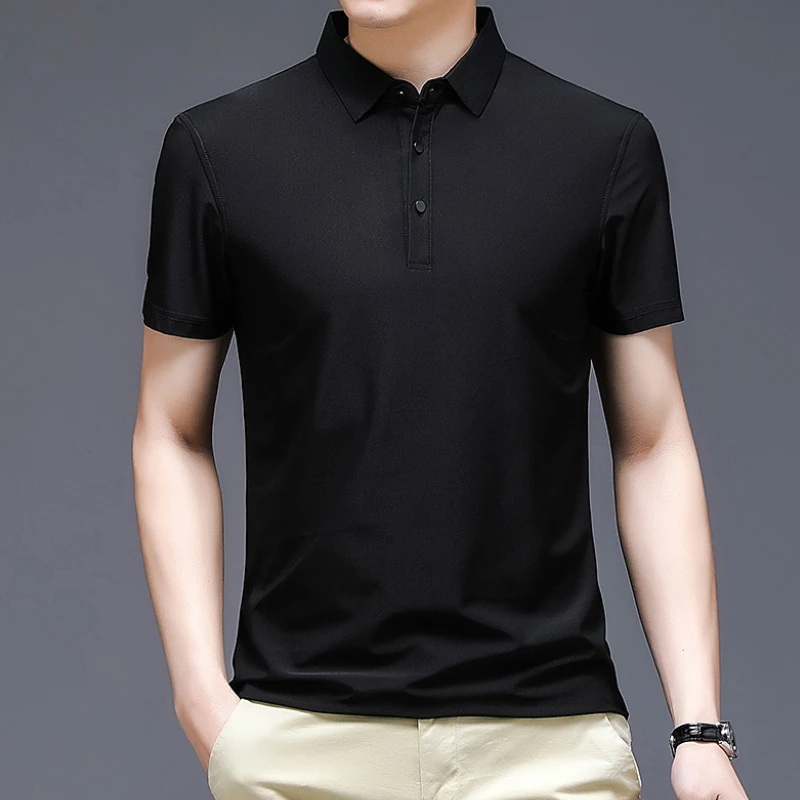 

Мужская футболка с коротким рукавом, рубашка-поло, летняя модная трендовая тонкая мужская одежда с коротким рукавом, Мужская футболка-поло