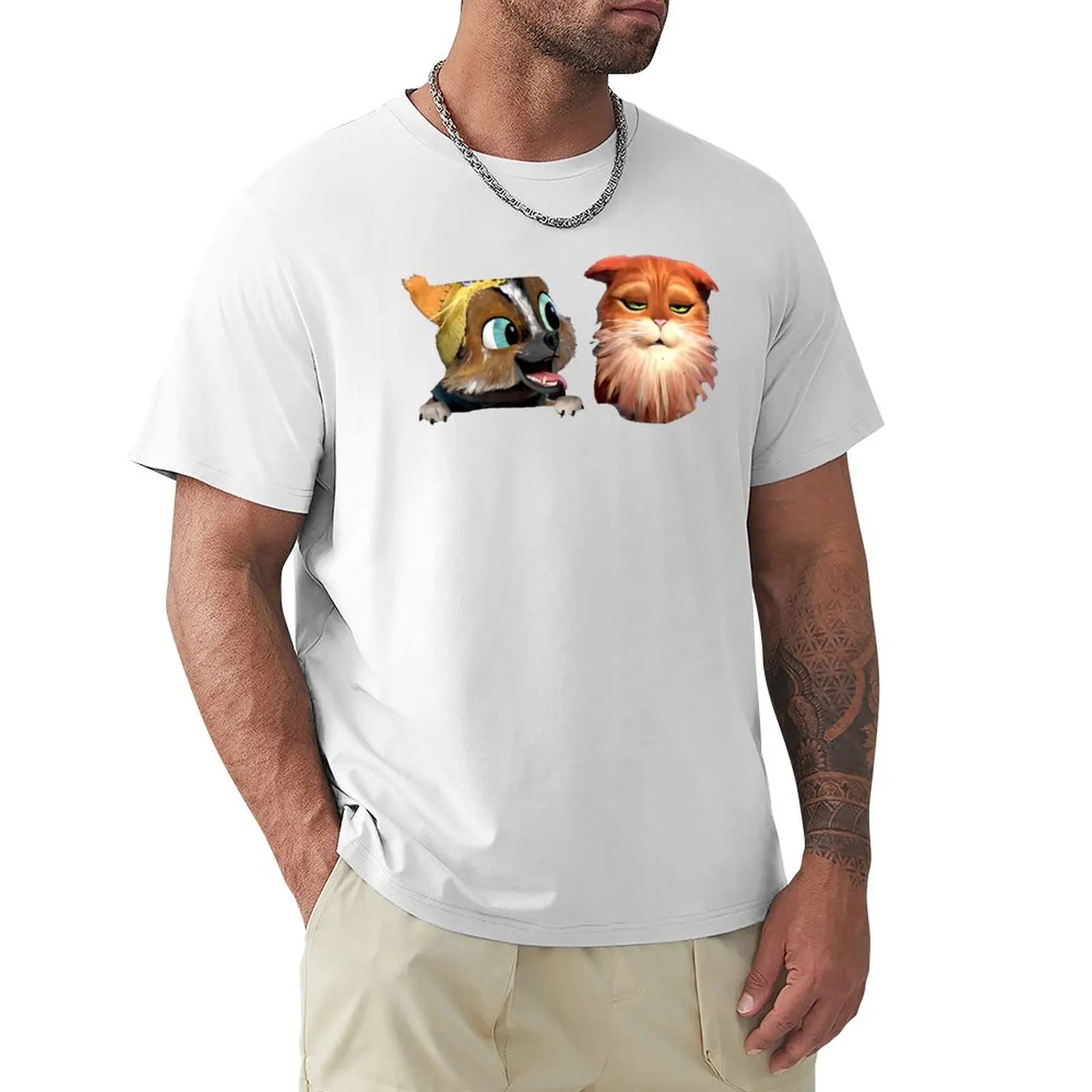 Милая футболка Perrito &amp Cat in Boots одежда в стиле каваи облегающие футболки для мужчин