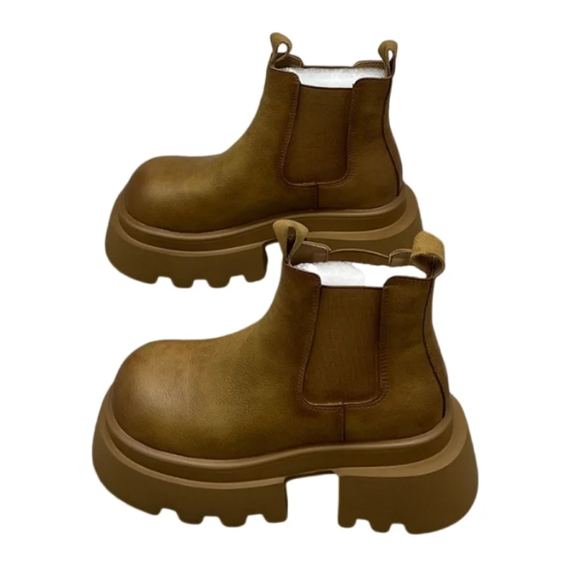 Женские зимние ботильоны на платформе модная обувь трендовые мотоциклетные