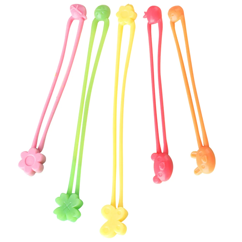 

5 Pcs Books Silicone Small Bands Fixing Washable Elastic Silica Gel Flexible Colorful Binding Straps