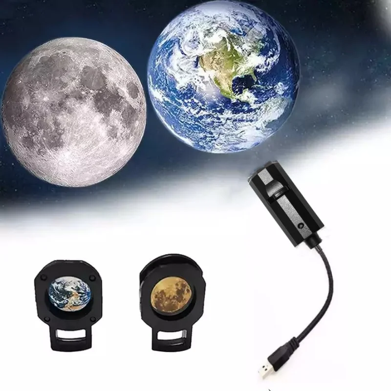 

LED USB Moon Earth Projector Lamp Adjustable Rotatable Atmosphere Night Light for Home Bedroom Decorative Wall Projection Lamp