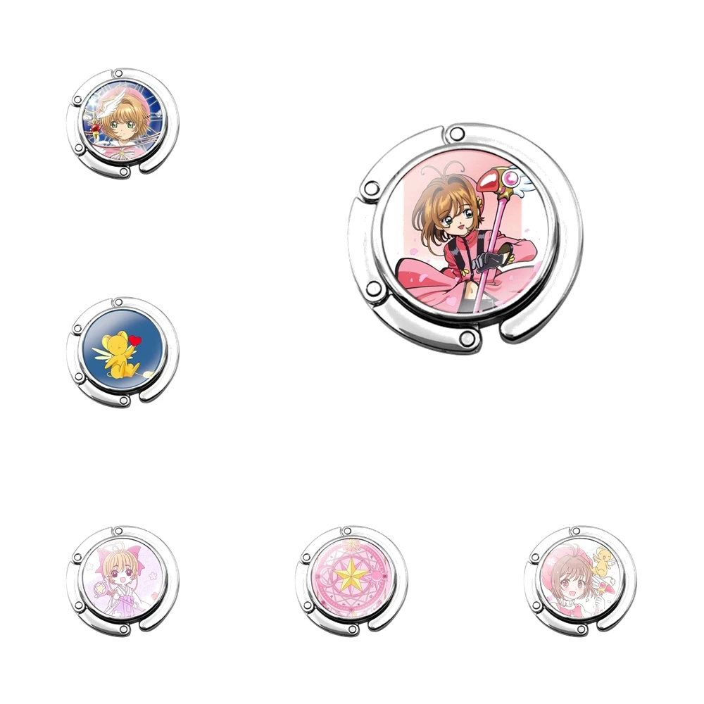 

Складной кошелек Сакура, аниме держатель для карт, крючок для женского стола, складной декоративный крючок для хранения, милый забавный мультяшный подарок