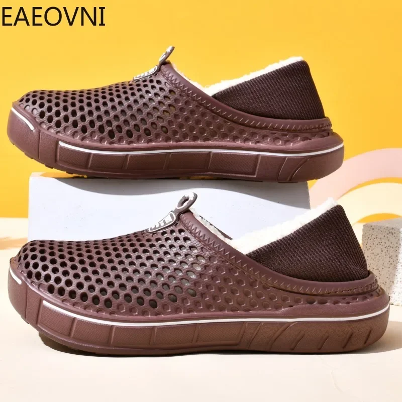 Модные зимние мужские хлопковые тапочки EVA домашние для мужчин повседневная