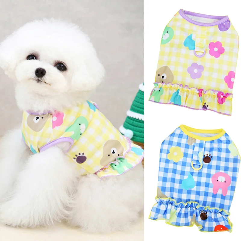 

Dog Clothes With Pet Harness Cat Dog Vest Cute Candy Color Dress For Small Dogs Puppy Summer Mini Skirts Chihuahua Cats Clothing