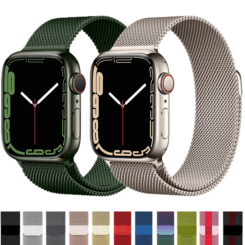 

Strap For Apple watch band 45mm 41mm iWatch 44mm 40mm stainless steel Metal bracelet magnetic loop band Apple watch 3 4 5 se 6 7