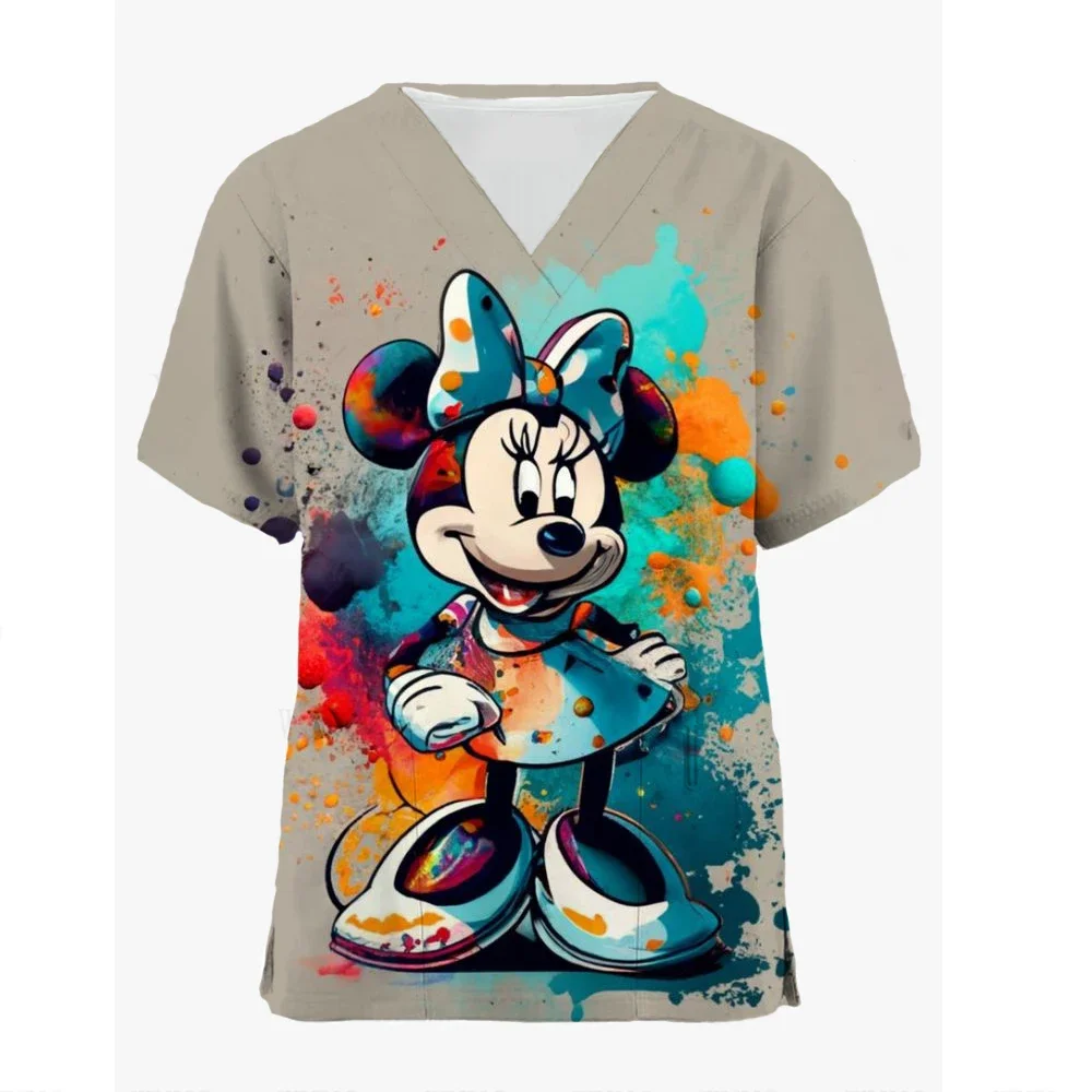 Женский топ с V-образным вырезом и принтом Микки Маус