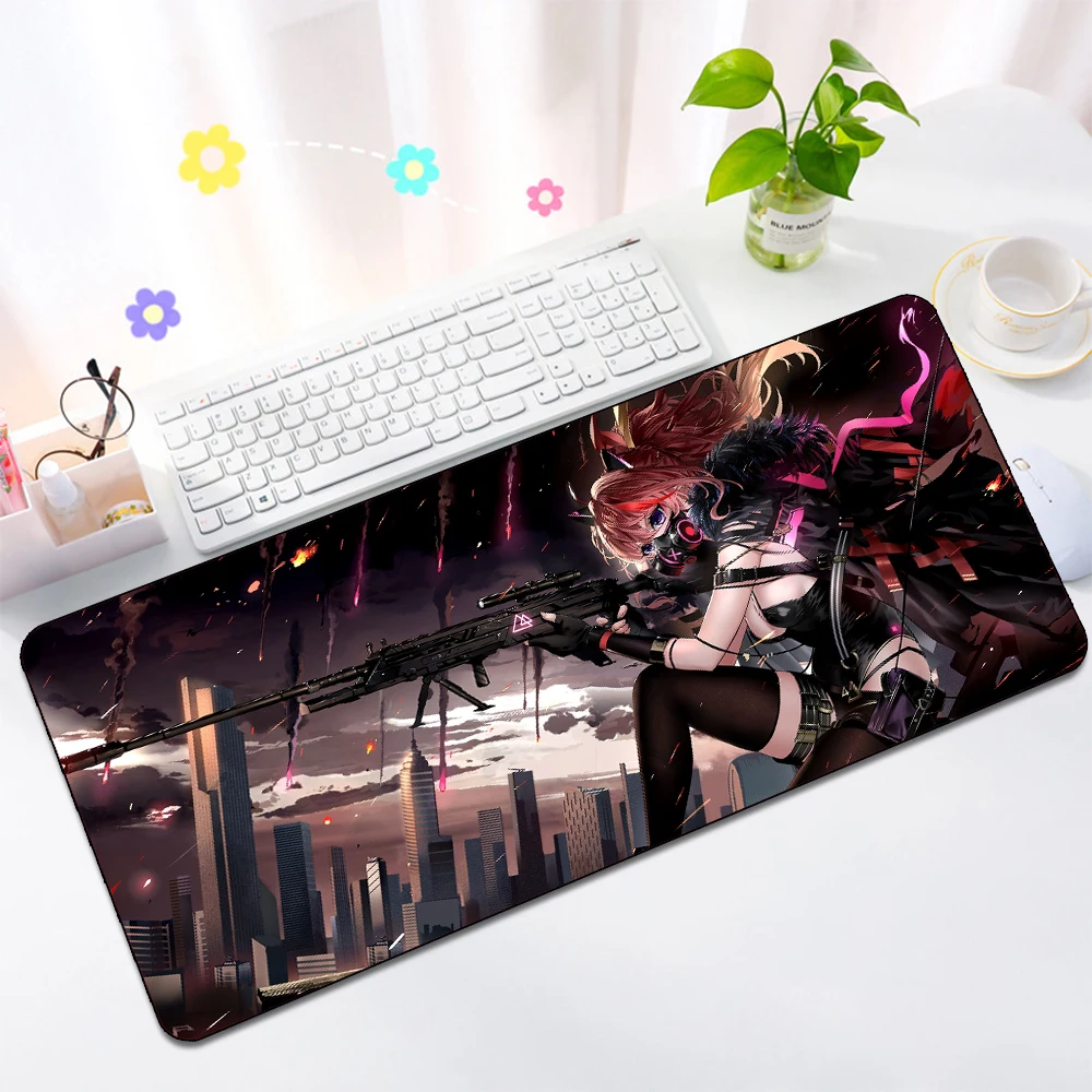

Long hair weapon cartoon special warfare female soldier mouse pad beautiful gun anime wallpaper computer game player table pad