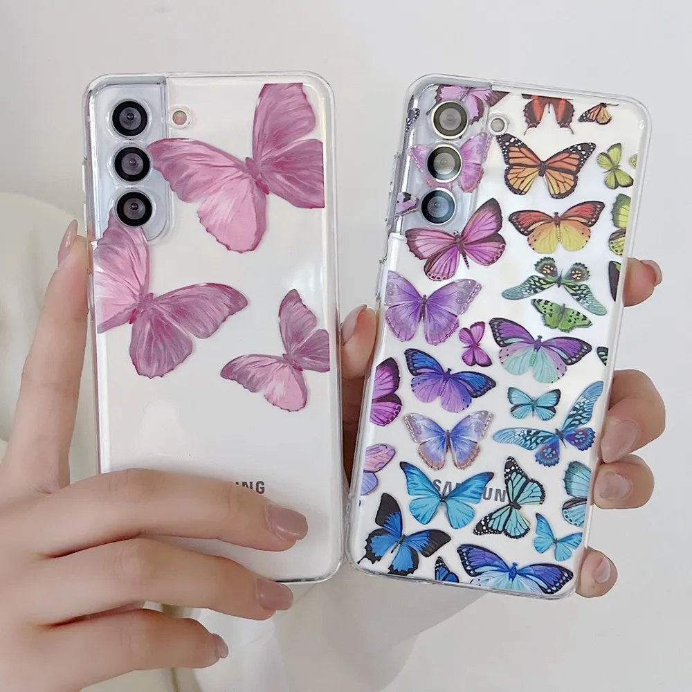 

Эстетический чехол Бабочка для Samsung Galaxy S22 S21 S20 Plus A52 A72 A51 A71 4G A22 A32 A42 A33 A53 5G Ударопрочный Мягкий чехол